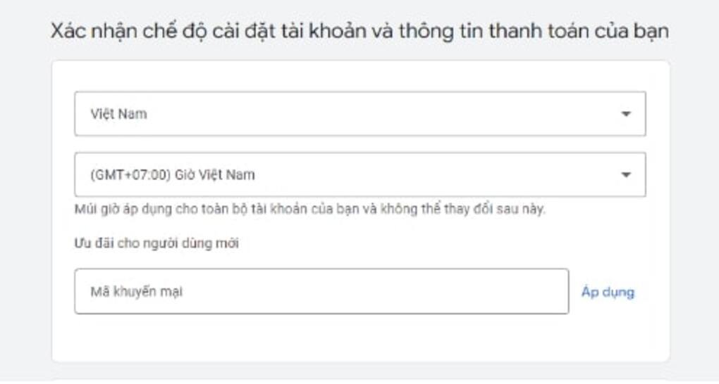 Cung cấp thông tin thanh toán