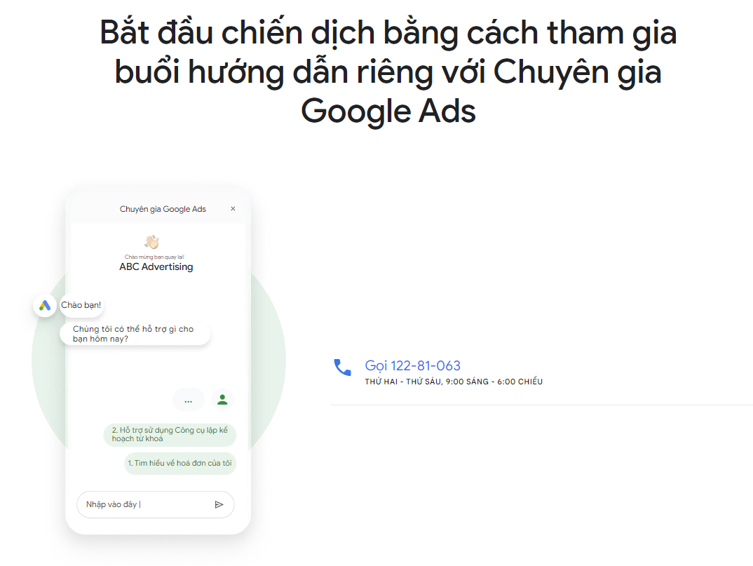 Tìm kiếm thông tin liên lạc qua sự hiển thị số điện thoại trên Google Ads