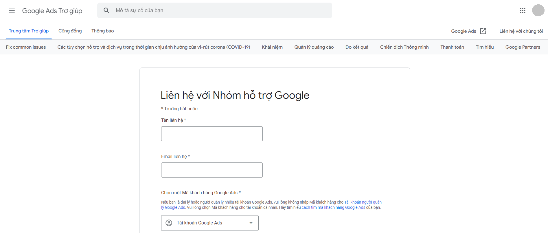 Google Việt Nam liên hệ qua biểu mẫu thông tin.