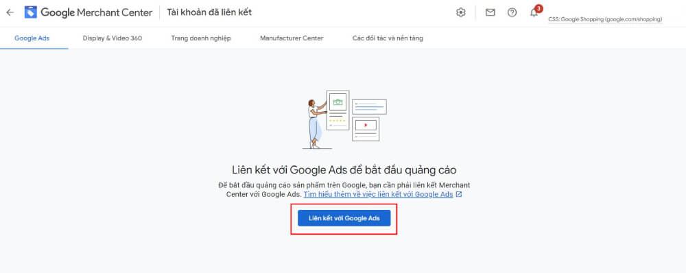 Nhấp chọn liên kết với Google Ads