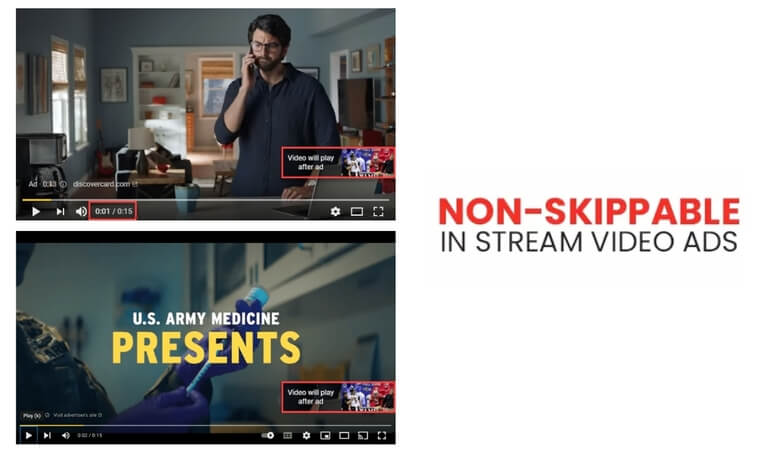 Non-skippable in-stream ads